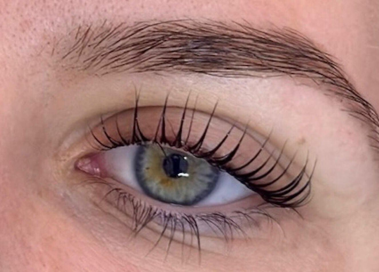 Close-up of a styled eye with long lashes at Lash Brow & Beauty Art, Melbourne, Victoria, AU.
