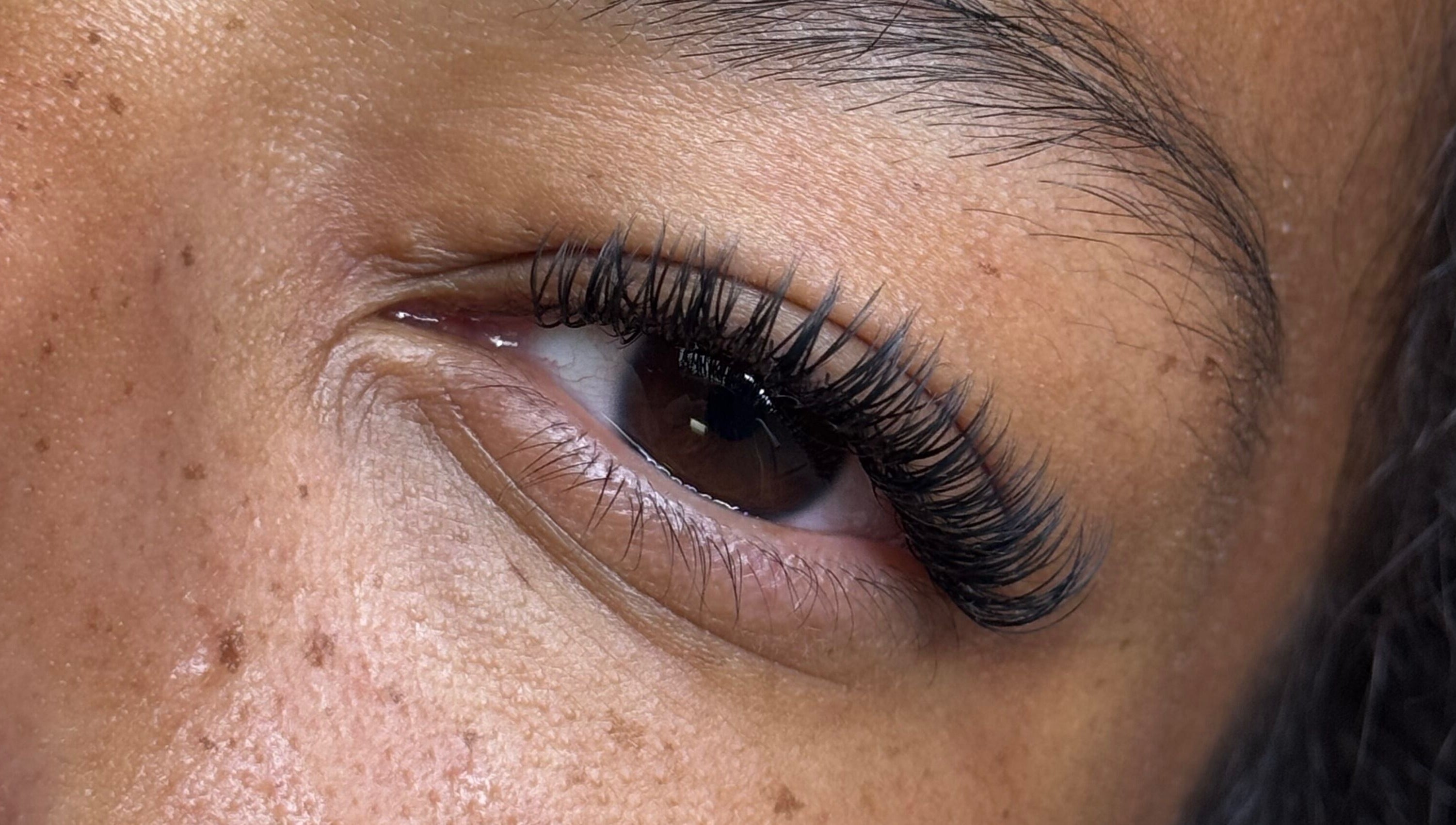 Close-up of eyelash extensions at Amour Esthetics LDN in London, Ontario, CA.