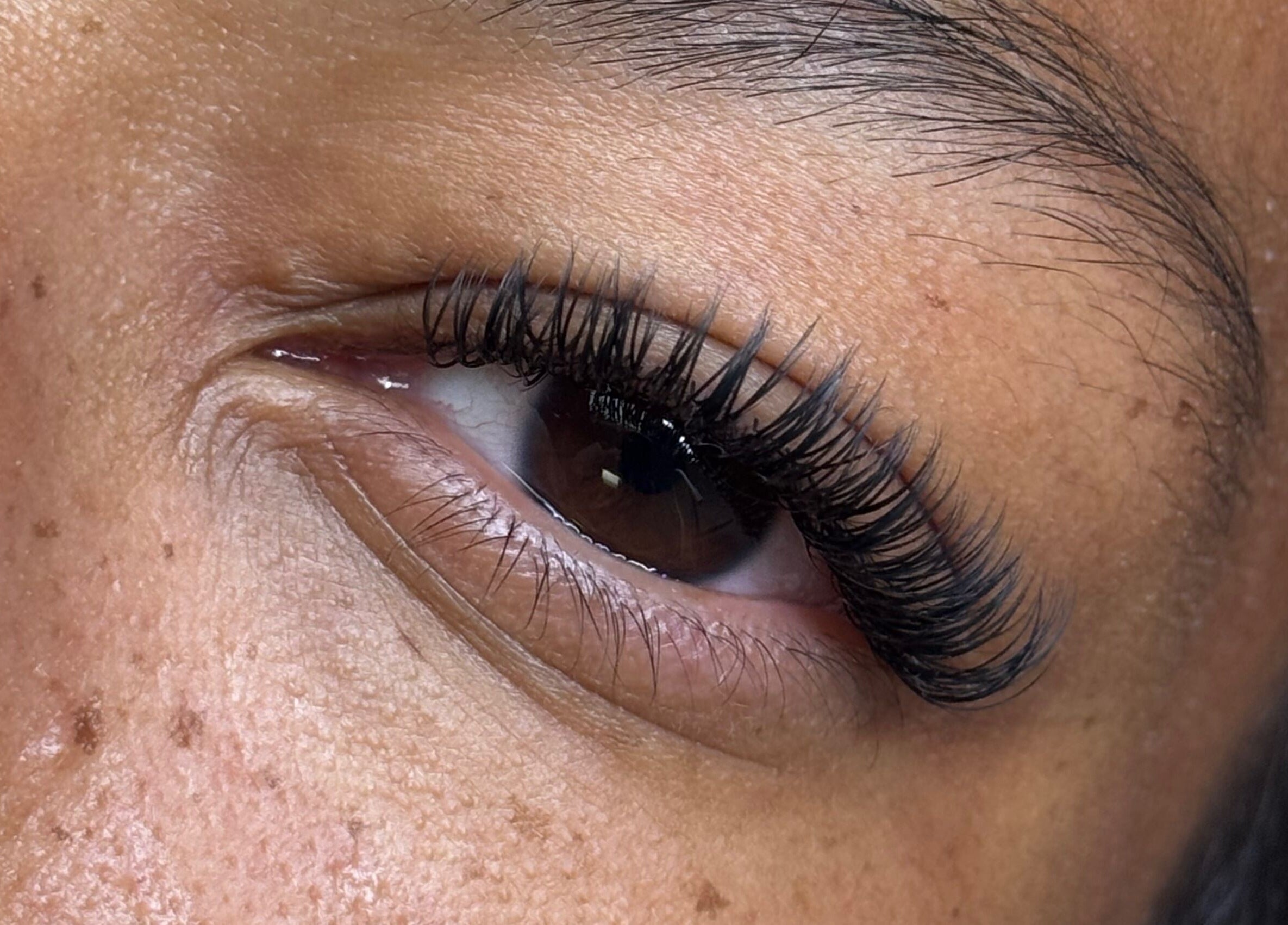 Close-up of eyelash extensions at Amour Esthetics LDN in London, Ontario, CA.