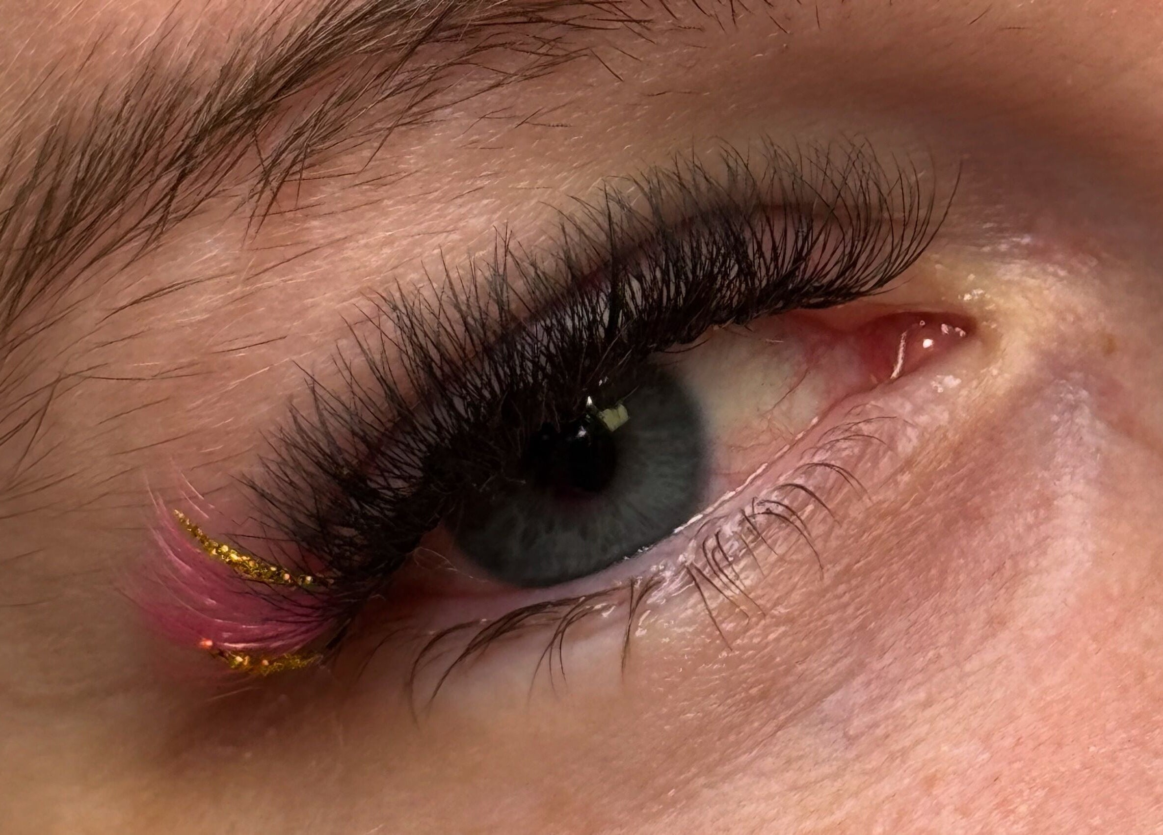 Close-up of intricate eyelash extensions at Amour Esthetics LDN, London, Ontario, CA.