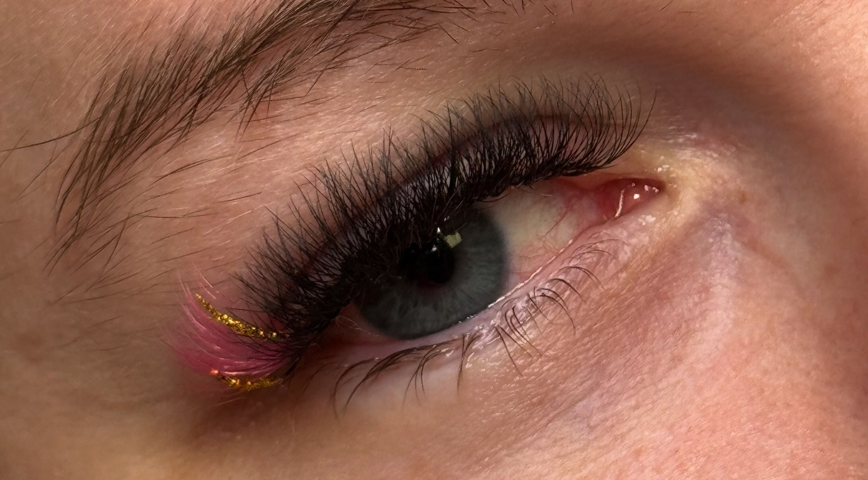 Close-up of intricate eyelash extensions at Amour Esthetics LDN, London, Ontario, CA.