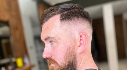Close-up of a stylish fade haircut at Marcushampton_hair in Glasgow, Scotland, GB.