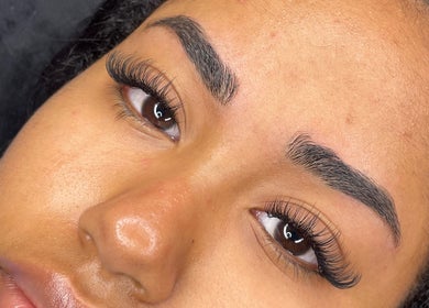 Close-up of elegant eyelash extensions from Byana London, enhancing beauty in London, England, GB.