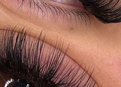 Close-up of elegant eyelash extensions at Byana London, London, England, GB, showcasing intricate detail.