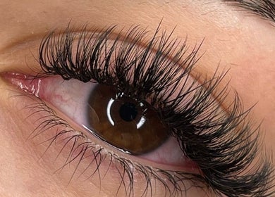 Close-up of detailed eyelash extensions at Byana London, Enfield, England, GB.