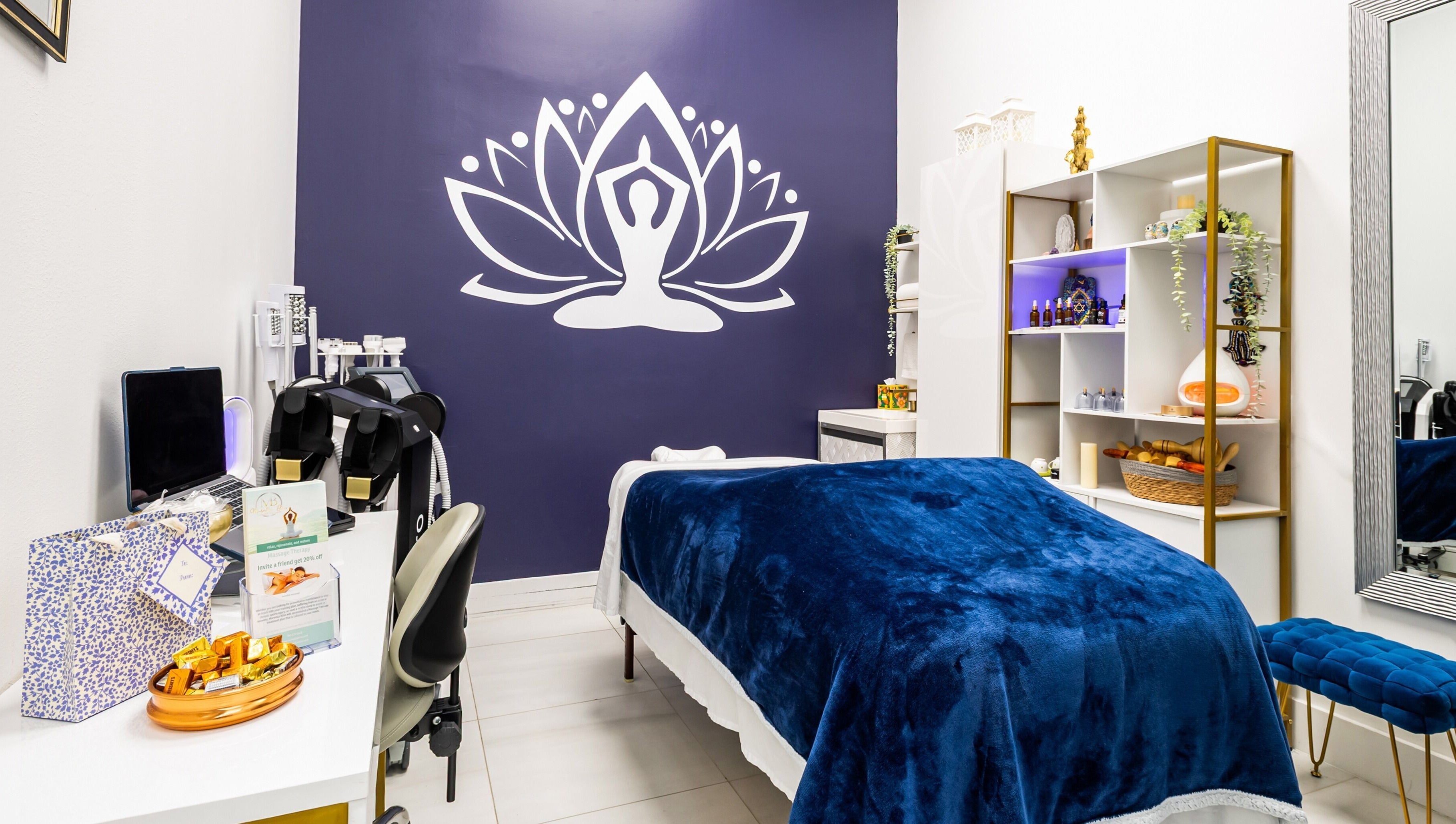Relaxing treatment room at Marvella Bliss, Pembroke Pines, Florida, US, with calming decor and soothing ambiance.