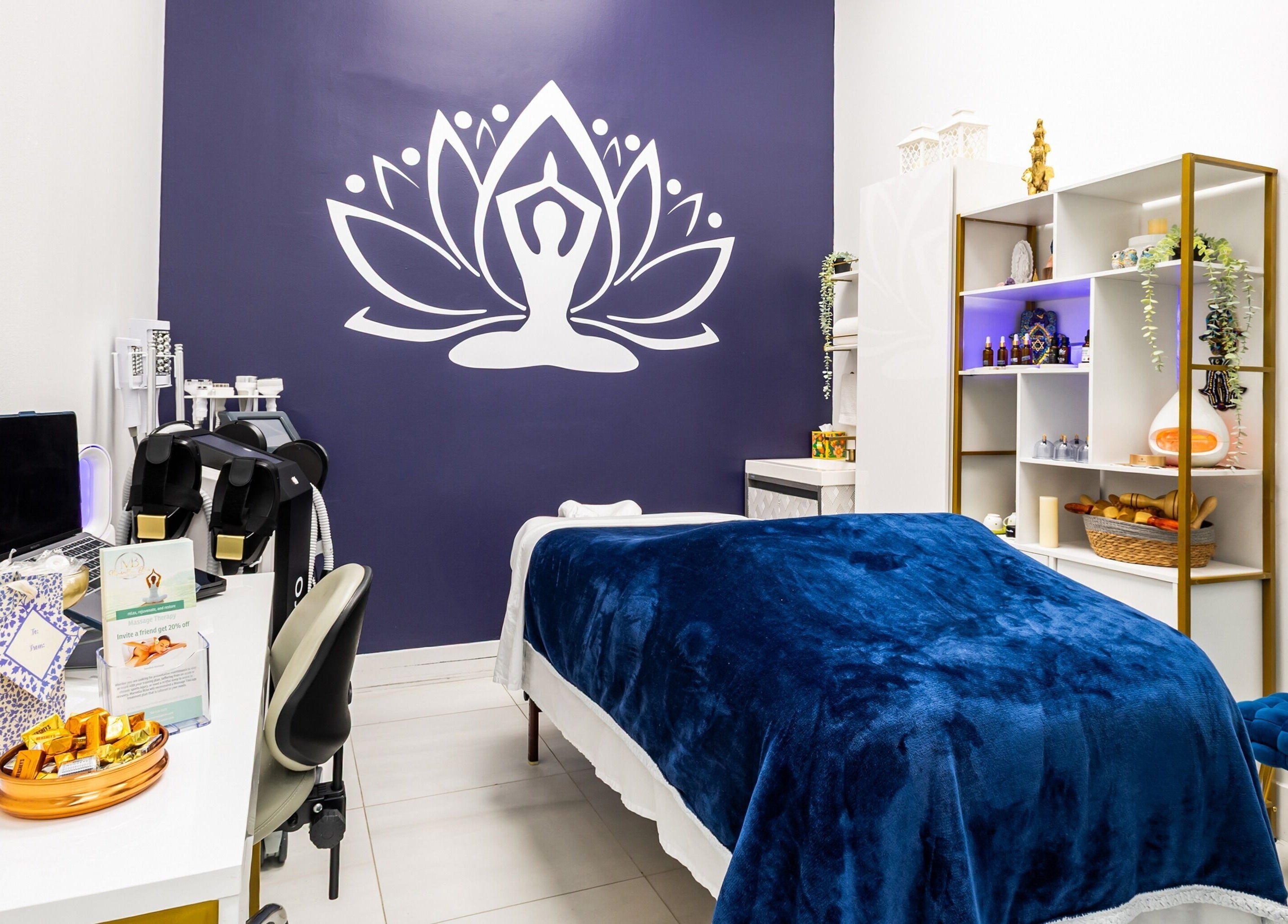 Relaxing treatment room at Marvella Bliss, Pembroke Pines, Florida, US, with calming decor and soothing ambiance.