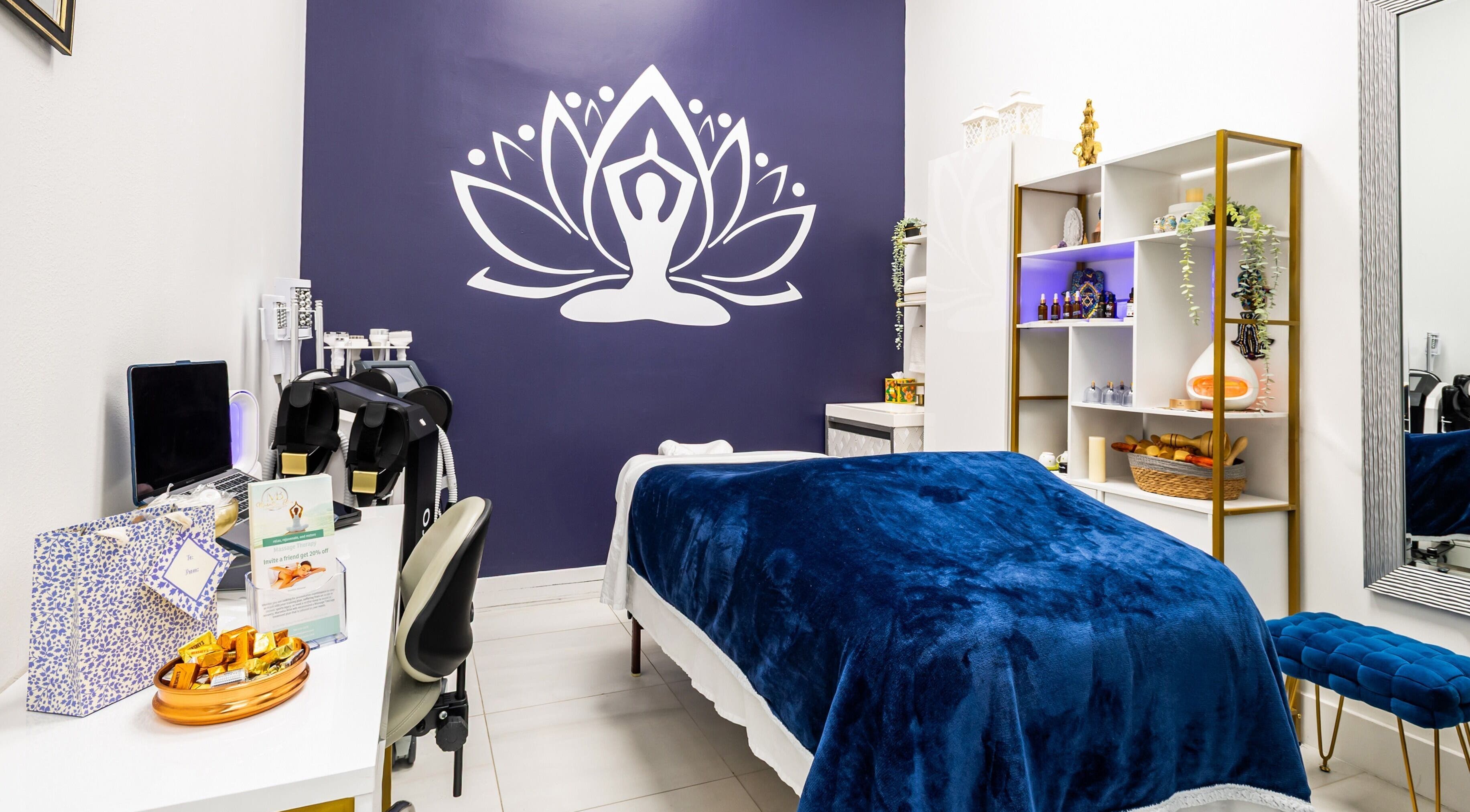 Relaxing treatment room at Marvella Bliss, Pembroke Pines, Florida, US, with calming decor and soothing ambiance.