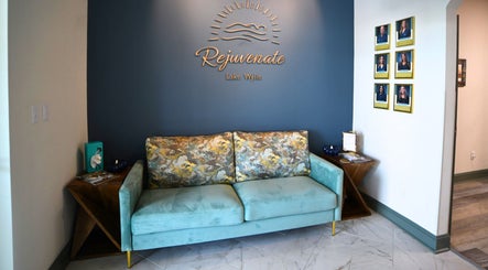 Elegant lounge area at Rejuvenate at Lake Wylie in Lake Wylie, South Carolina, US, featuring chic decor.