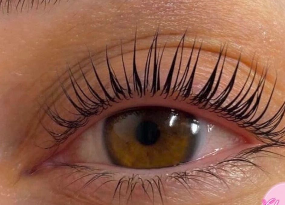 Close-up of eyelash extensions from Glamorous Nails & Lashes, Peterborough, England, GB.