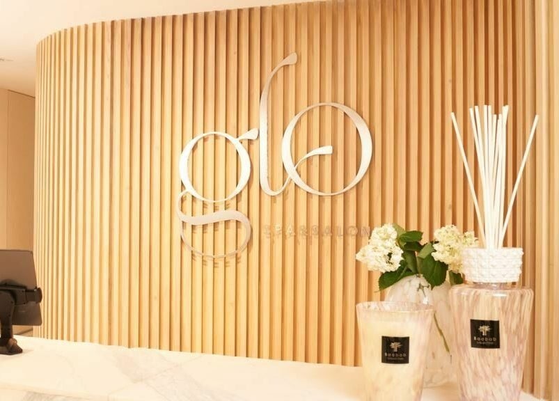 Elegant reception area at Glo Spa & Salon, Al Khobar, Eastern Province, SA featuring modern decor and ambiance.