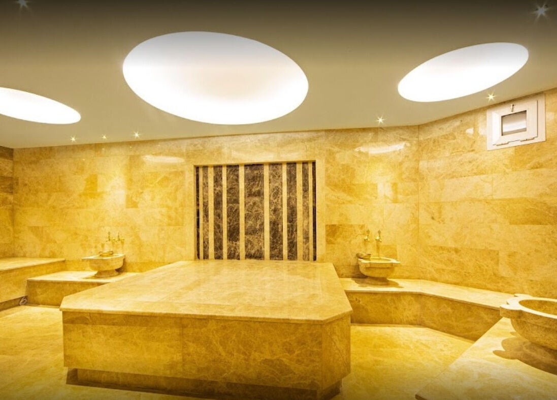 Elegant marble interior of Artemis Spa in Poseidon Hotel, Muğla, TR, showcasing luxury and tranquility.