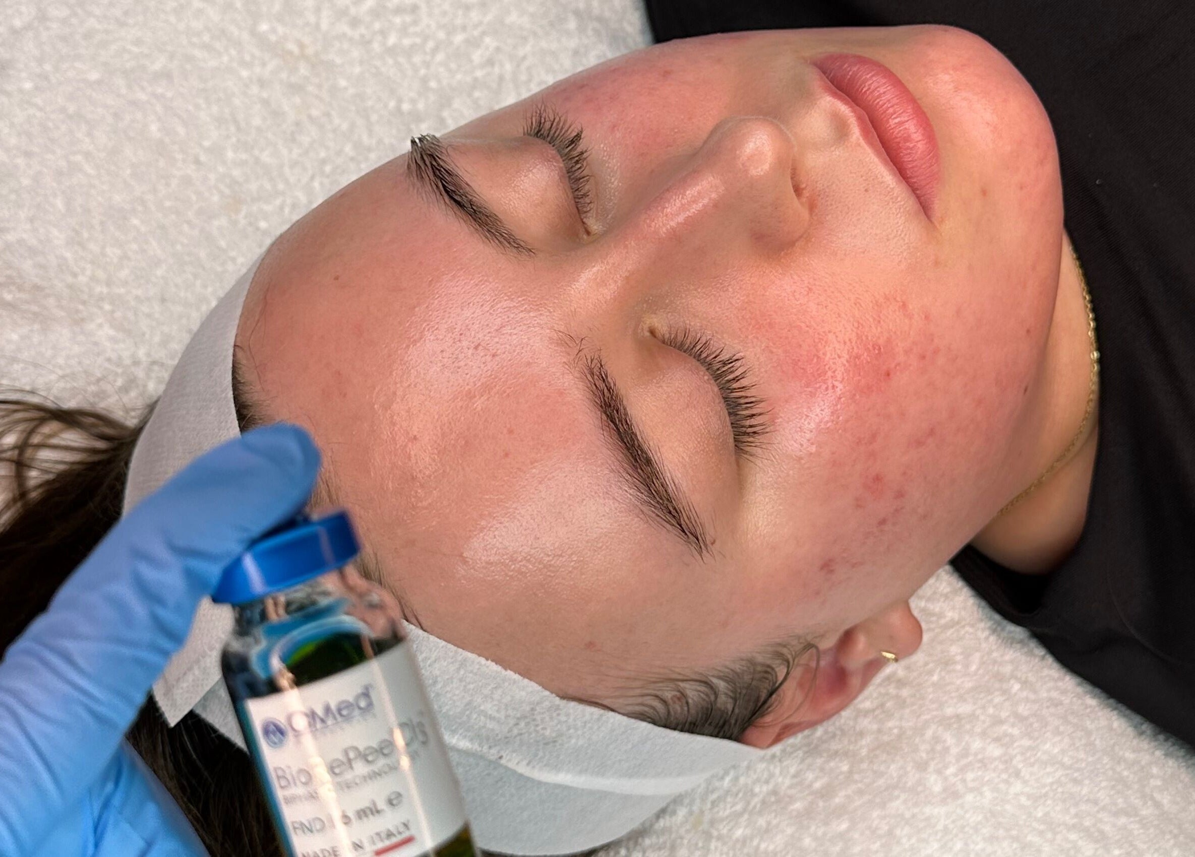 Facial treatment at E.L Skin & Brows, Sheffield, England, GB showing skincare application.