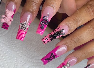 Creative nail art at Christals Acrylix, Pretty High Maintenance Day Spa, Simpsonville, South Carolina, US.