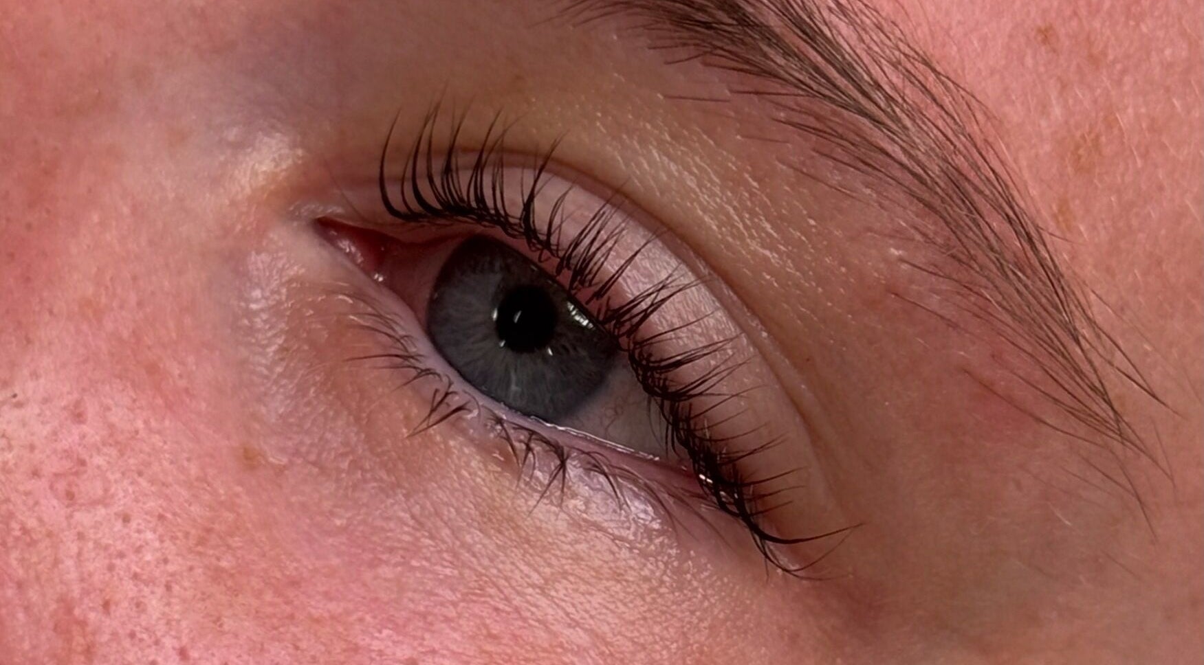 Close-up of perfectly curled lashes at PS : You're Beautiful in Sittingbourne, England, GB.