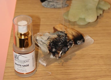 White sage spray and smudging items at Āio Massage And Beauty Therapy, Maraetai, Auckland, NZ.