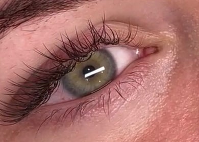 Close-up of eye with lush eyelashes at Niloofar Beauty, Cannington, Western Australia, AU.