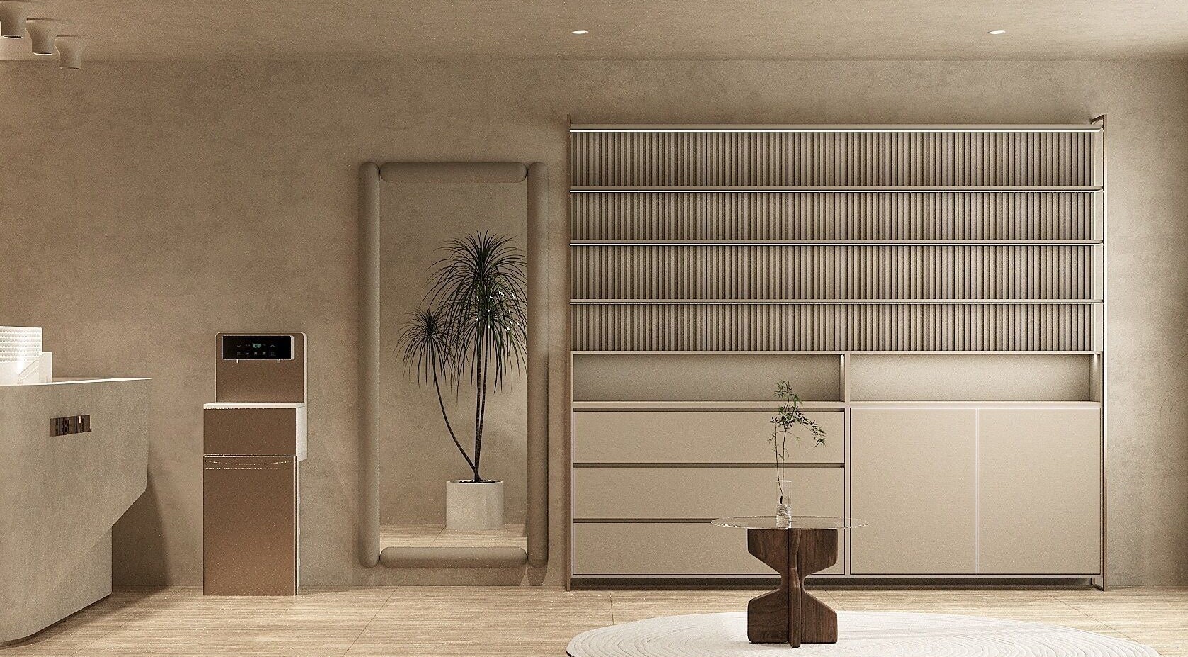 Elegant minimalist interior of HELA Skincare- Flushing in New York, New York, US with modern decor.