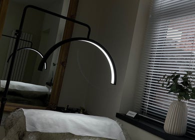 Elegant beauty room at By Brandon Hartley with mirror and greenery in Preston, England, GB.