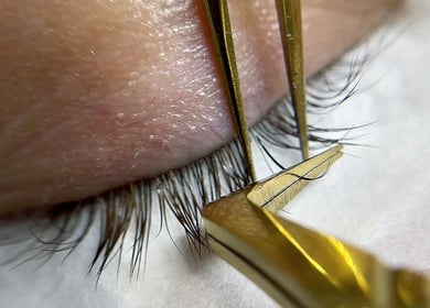 Close-up of precise eyelash extension application By Brandon Hartley in Preston, England, GB.