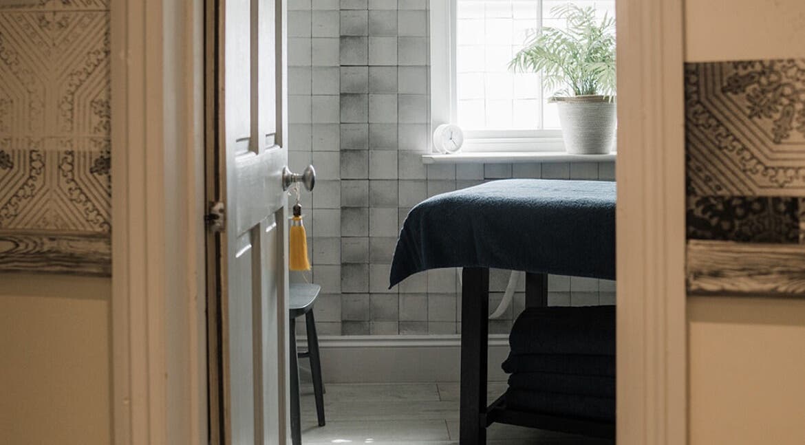 Serene treatment room with a massage table at Treatment Rooms in Hastings, England, GB.