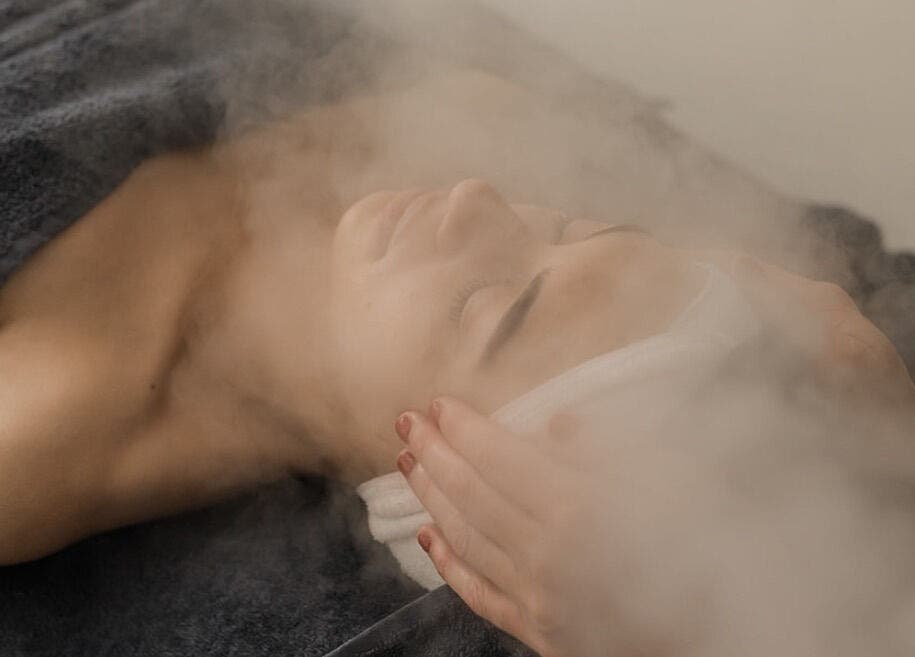 Relaxing facial steam treatment at Treatment Rooms in Hastings, England, GB for ultimate wellness and rejuvenation.