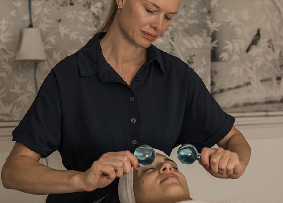Facial massage at Treatment Rooms, Hastings, England, GB, showcasing relaxation and wellness therapy.