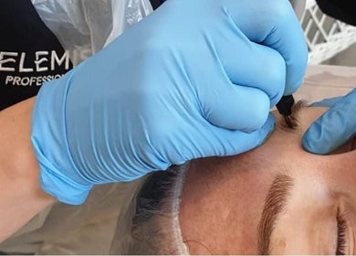Eyebrow treatment being performed at Vanity in Leicester, England, GB with precision and care.