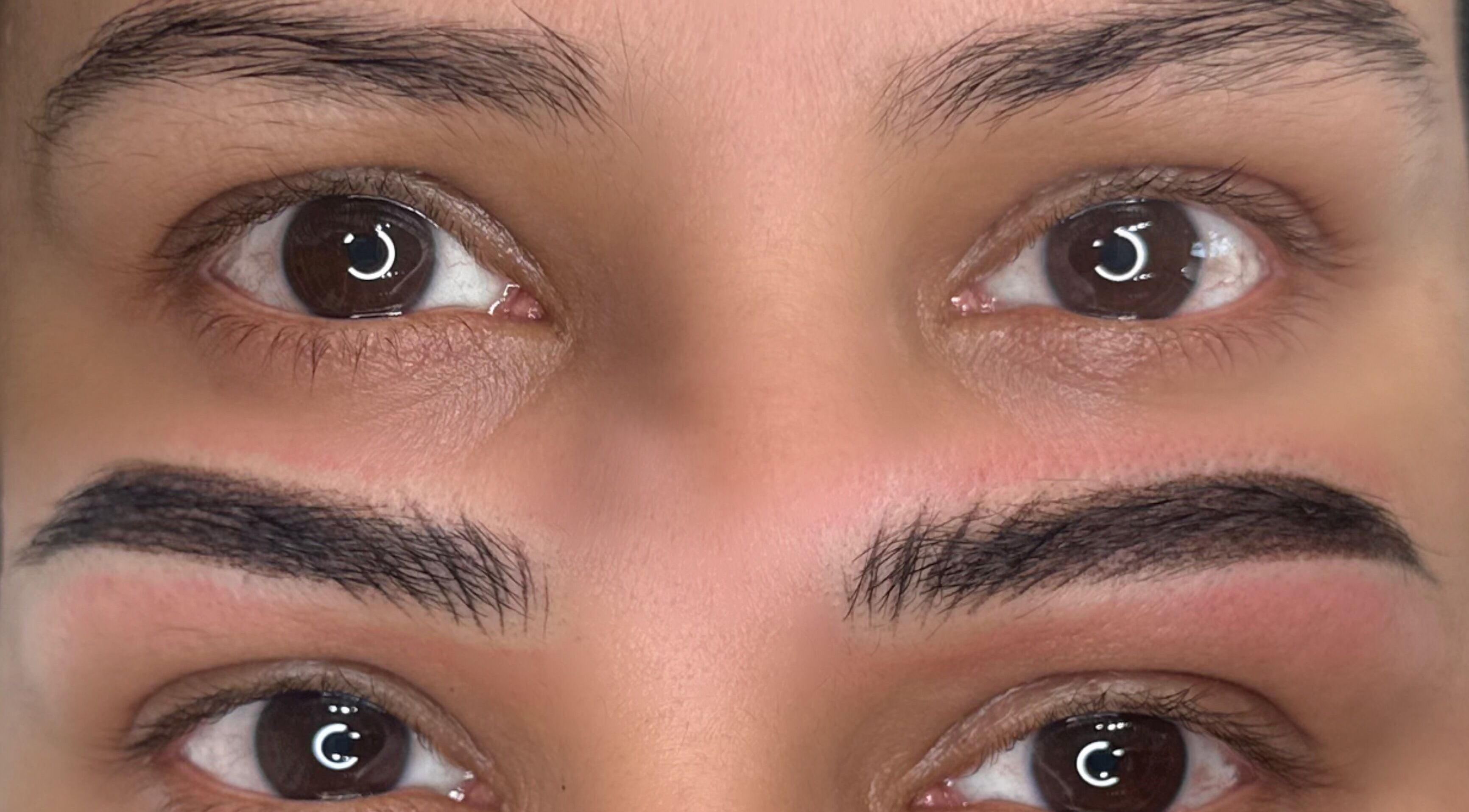 Close-up of expertly shaped eyebrows at The Brow Mami in Hamilton, Ontario, CA showcasing precision work.