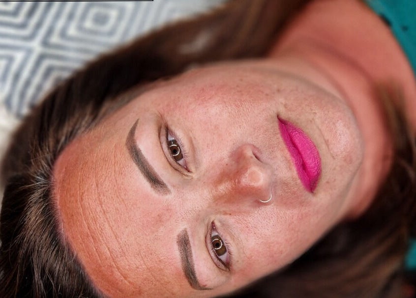 Client with styled brows at Chloe Hammond Brow and Beauty Studio, Selsey, England, GB.