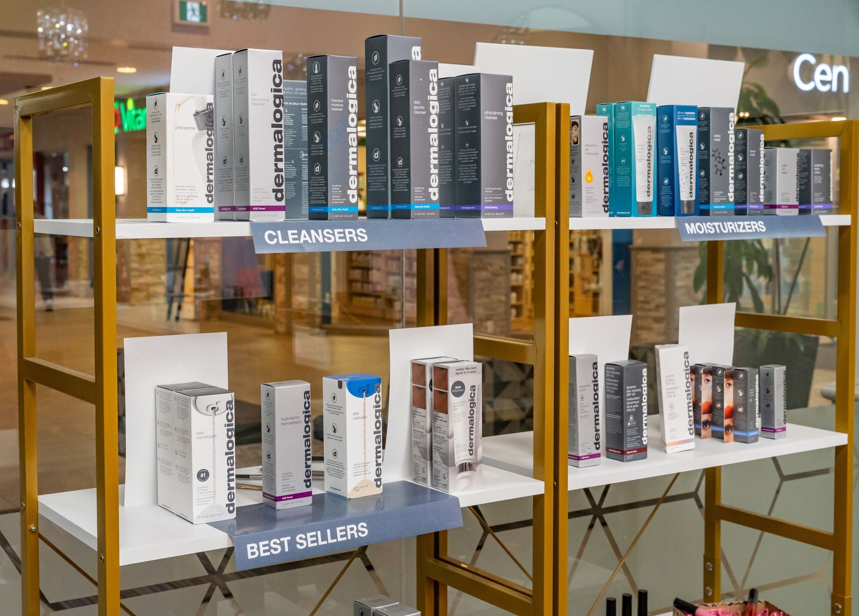 Display of skincare products at Namaste Beauty, Maple Ridge #330, British Columbia, CA.