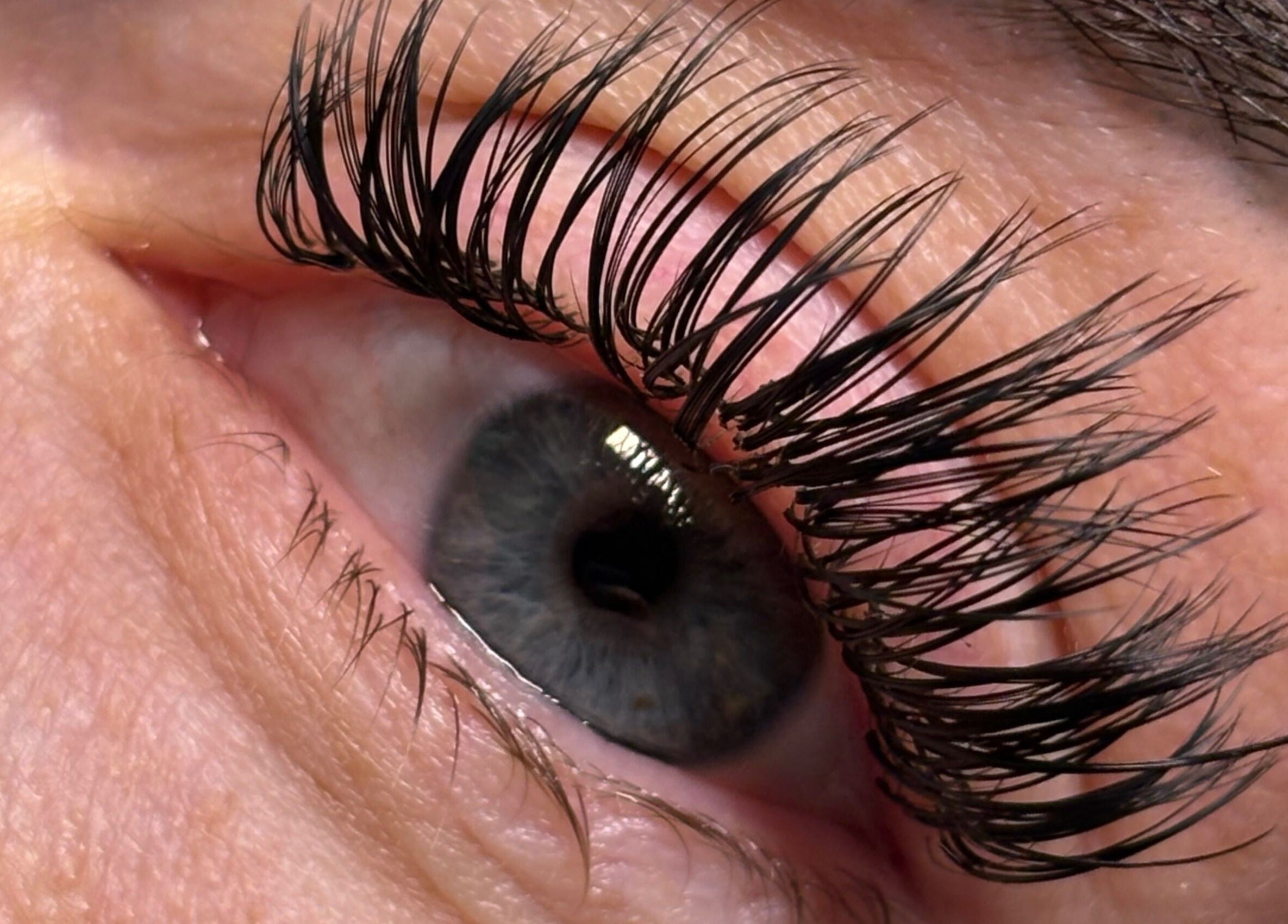 Close-up of eyelash extensions at Aesthetics by Amie, Calgary, Alberta, CA.