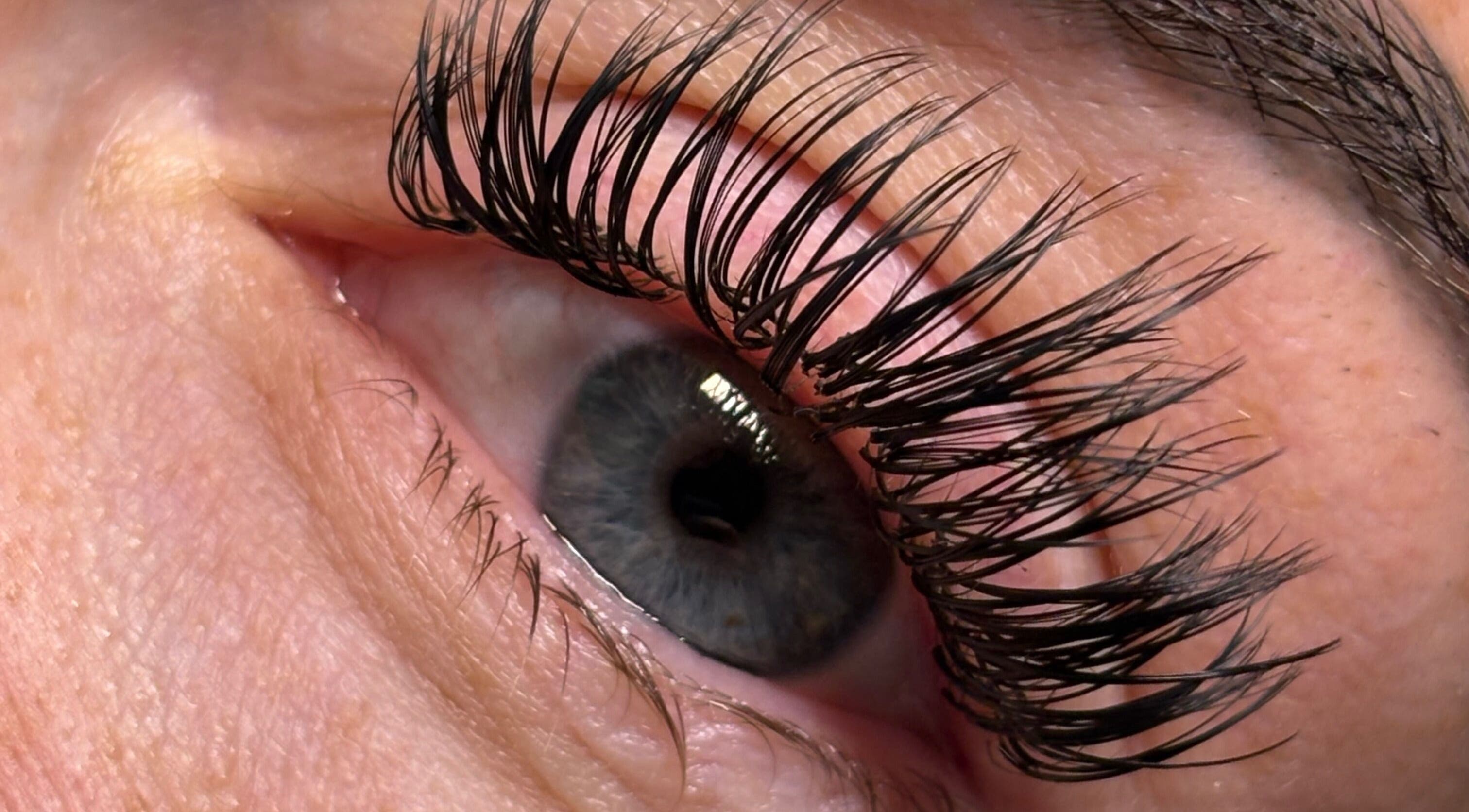 Close-up of eyelash extensions at Aesthetics by Amie, Calgary, Alberta, CA.