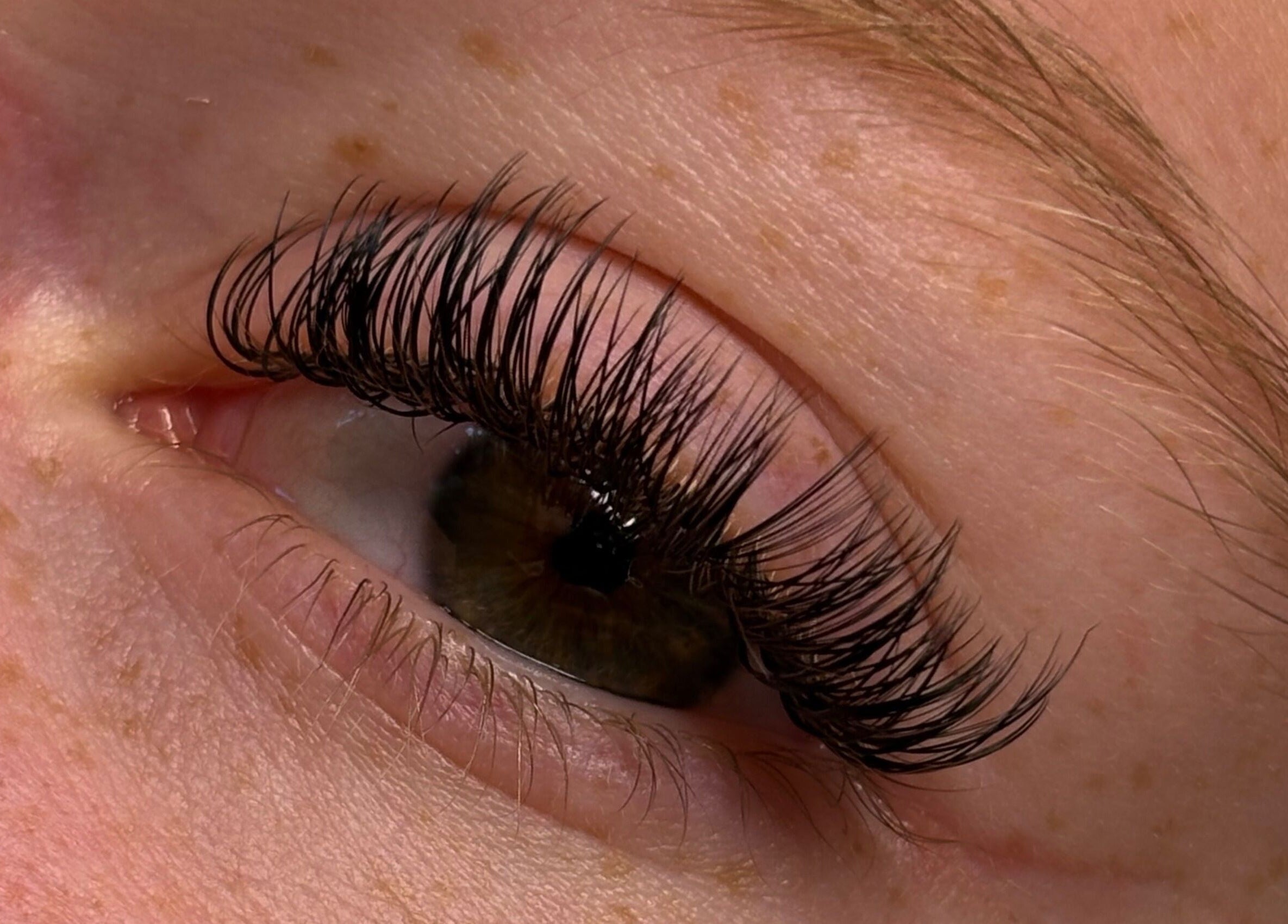 Close-up of full lash extensions by Aesthetics by Amie, Calgary, Alberta, CA.