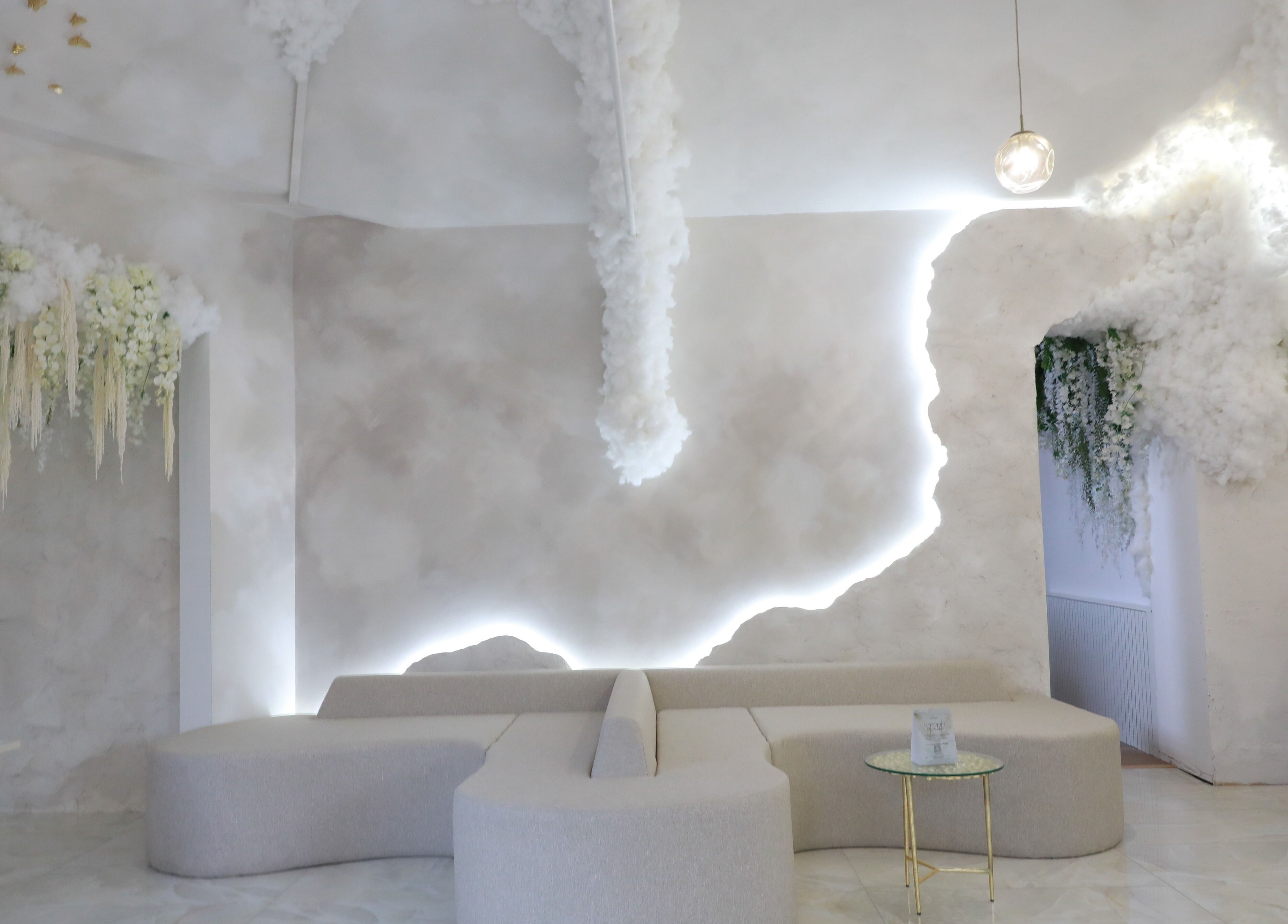 Elegant interior at Glitterbels Salon Nails by Annabel, Newcastle-under-lyme, England, with lush decor.