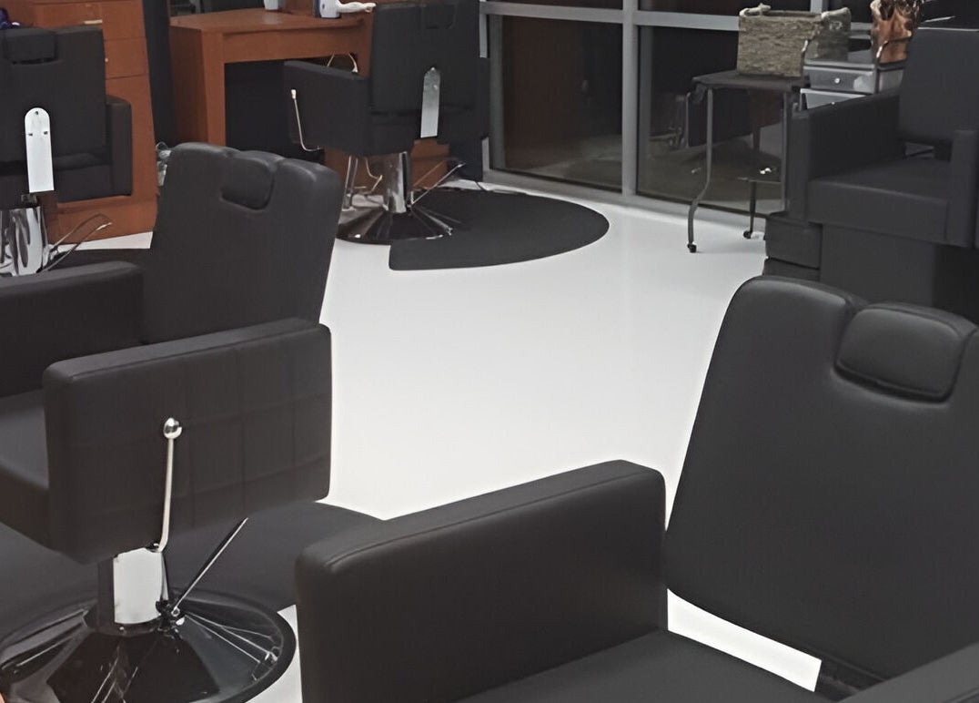 Modern salon chairs at The Walk-In Salon, Elkhart, Indiana, US, offering stylish beauty services.