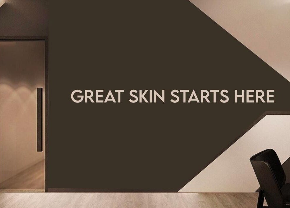Entrance to treatment room at Borneo Medispa Shah Alam, Shah Alam, Selangor, MY with 'Great Skin Starts Here' sign.