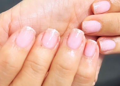 Pink glitter manicure at La Maison Beauté by K (Hair & Beauty) in Moka, Moka District, MU.