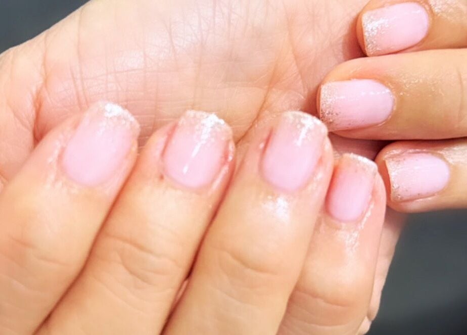 Pink glitter manicure at La Maison Beauté by K (Hair & Beauty) in Moka, Moka District, MU.