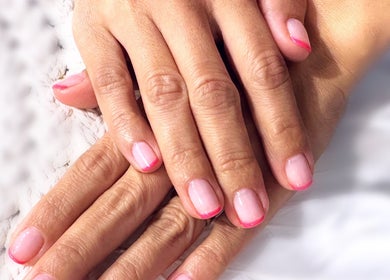 Pink French manicure at La Maison Beauté by K in Moka, Moka District, MU.