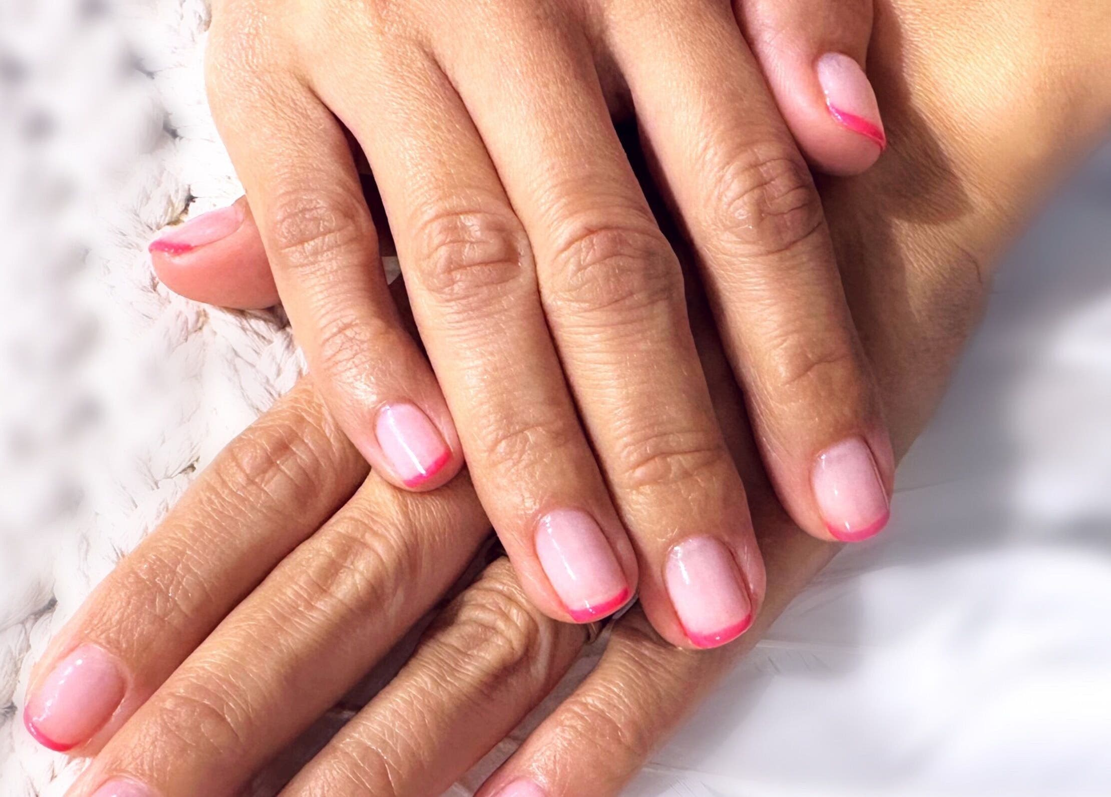 Pink French manicure at La Maison Beauté by K in Moka, Moka District, MU.