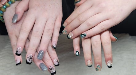 Beautiful winter-themed nail art at Erica's Salon & Spa in Monterey, Tennessee, US.