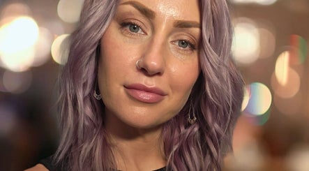 Model with lavender hair at Audrey Hair Designs LLC in St. Petersburg, Florida, US.