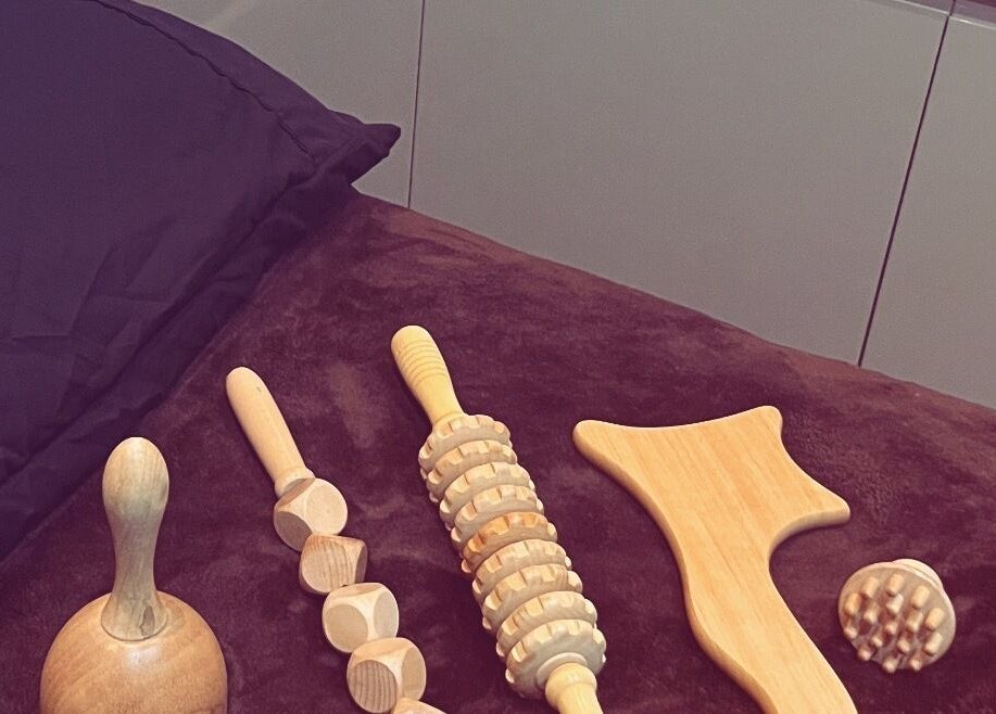 Wood therapy tools at Adriennes Aesthetics Ltd, Clarkston, Scotland, GB for holistic wellness.