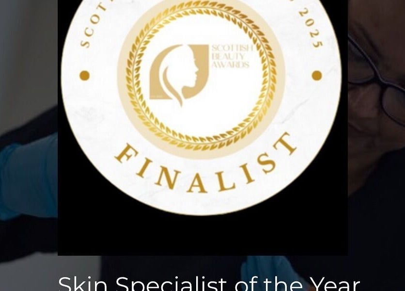 Scottish Beauty Awards Finalist badge at Adriennes Aesthetics Ltd, Clarkston, Scotland, GB.