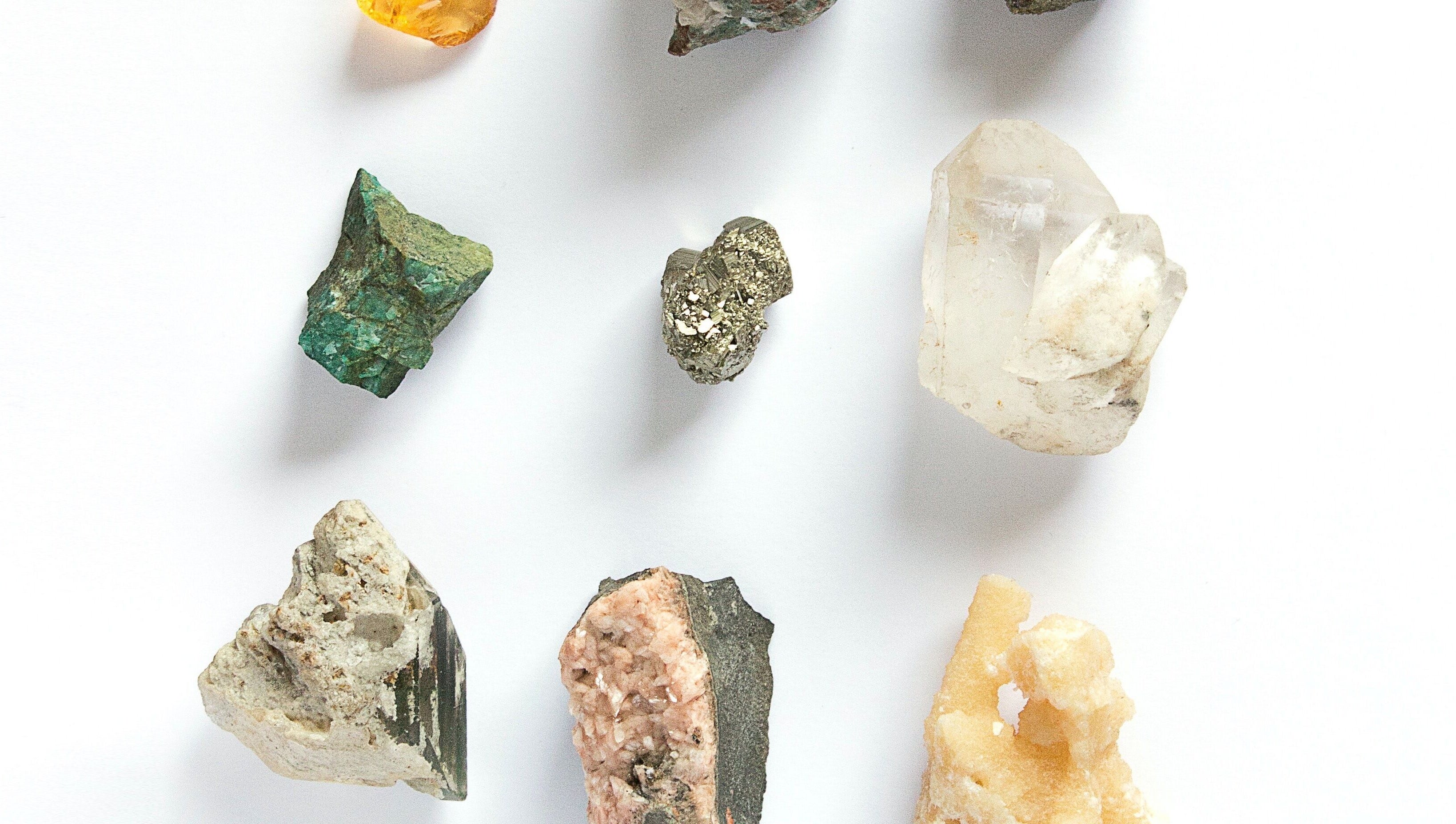 Assorted gemstones at Flourish Beauty & Spa in Everett, Washington, US, enhancing wellness experience.