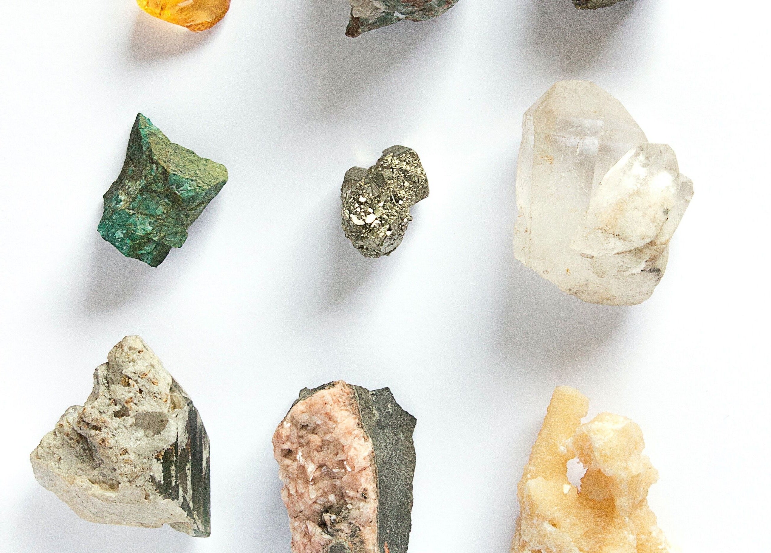 Assorted gemstones at Flourish Beauty & Spa in Everett, Washington, US, enhancing wellness experience.