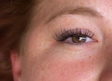 Close-up of eyelash extensions at Beauty Box Inc - Braintree, showcasing natural beauty in Braintree, Massachusetts, US.