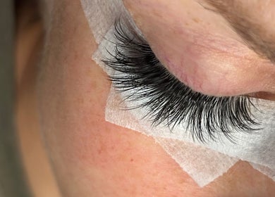 Close-up of eyelash extensions at Beauty Box Inc - Braintree, Braintree, Massachusetts, US.