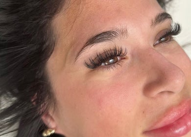 Close-up of woman with long lashes at Beauty Box Inc - Braintree, Braintree, Massachusetts, US.